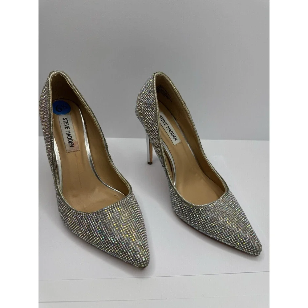 Steve Madden ALTISHA-R Embellished Rhinestone Pump Women's 6.5 Iridescent Pumps